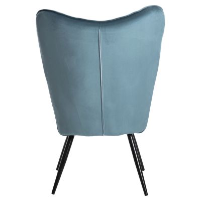 ARMCHAIR BERGERE WITH FOOTSTOOL CRAWLEY HM8918.17 PETROL BLUE VELVET 70x73x102Hcm