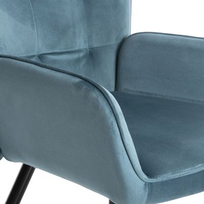 ARMCHAIR BERGERE WITH FOOTSTOOL CRAWLEY HM8918.17 PETROL BLUE VELVET 70x73x102Hcm