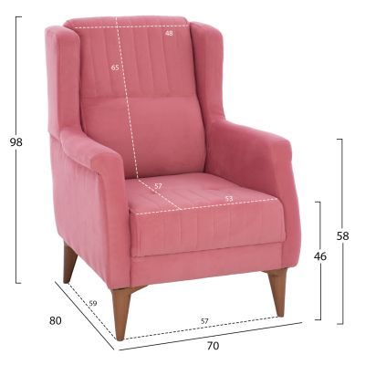 ARMCHAIR TIMMY HM9136.02  DUSTY PINK 70x80x98 cm.