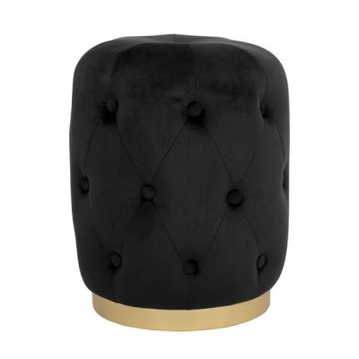 Stool Torrie HM8405.04 Black Velvet with gold base D37x46 cm