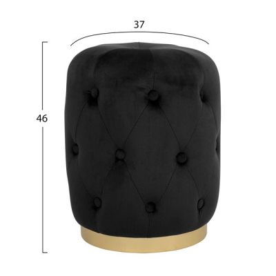 Stool Torrie HM8405.04 Black Velvet with gold base D37x46 cm