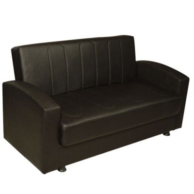 SOFABED 2-SEATER DIMOS HM3030.02 WITH PU LEATHER IN BLACK 155x85x95H cm