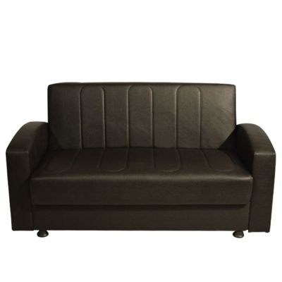 SOFABED 2-SEATER DIMOS HM3030.02 WITH PU LEATHER IN BLACK 155x85x95H cm