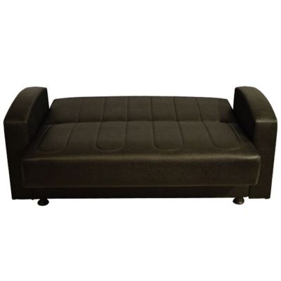 SOFABED 2-SEATER DIMOS HM3030.02 WITH PU LEATHER IN BLACK 155x85x95H cm