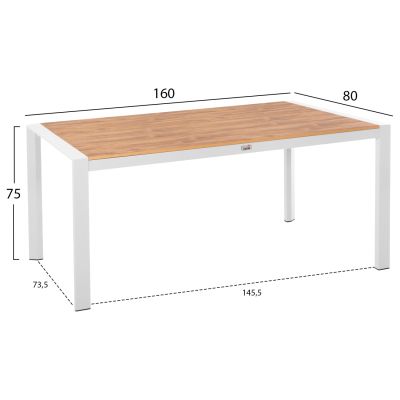 OUTDOOR DINING TABLE GOYA HM6059.01 ALUMINUM IN WHITE & POLYWOOD TABLETOP 160X80Χ75Hcm.