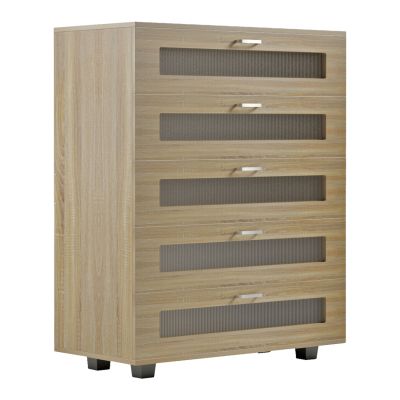 CHEST OF DRAWERS THORGAN HM9881.01 MELAMINE IN SONAMA-5 DRAWERS 80Χ40Χ100Hcm.