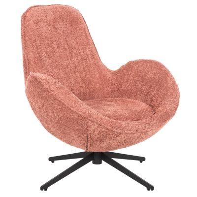 ARMCHAIR SWIVEL BRYNN HM9594.02 PINK BOUCLE FABRIC-BLACK METAL BASE 88x76x88Hcm.