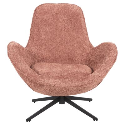 ARMCHAIR SWIVEL BRYNN HM9594.02 PINK BOUCLE FABRIC-BLACK METAL BASE 88x76x88Hcm.