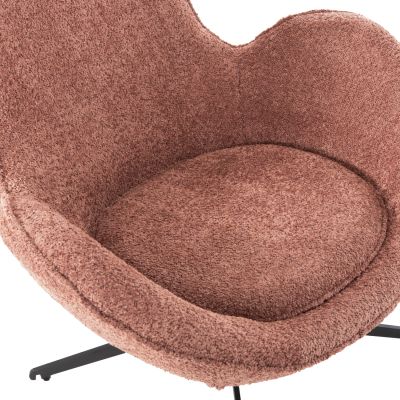 ARMCHAIR SWIVEL BRYNN HM9594.02 PINK BOUCLE FABRIC-BLACK METAL BASE 88x76x88Hcm.