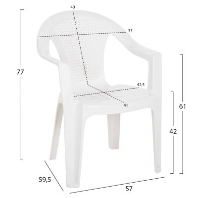 POLYPROPYLENE ARMCHAIR TUVANA HM6145.13 WHITE 57x59.5x77Hcm.