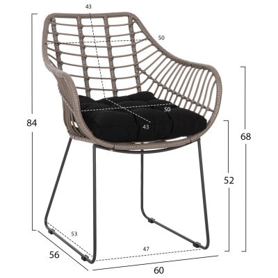 Фотьойл металик HM5300.10 Сив Мока мат с ракита 60x56x84см