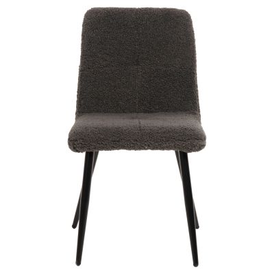 CHAIR SHELLY HM8590.01 TEDDY FABRIC IN GREY-BLACK METAL LEGS 48x64x87Hcm.