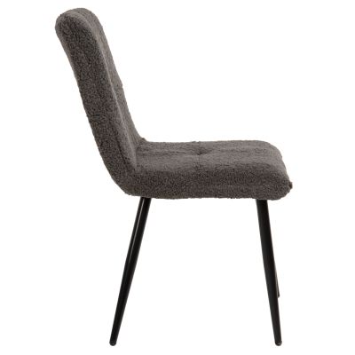 CHAIR SHELLY HM8590.01 TEDDY FABRIC IN GREY-BLACK METAL LEGS 48x64x87Hcm.