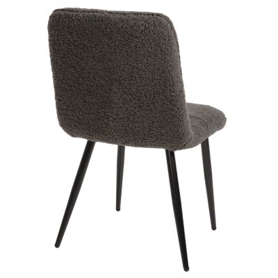 CHAIR SHELLY HM8590.01 TEDDY FABRIC IN GREY-BLACK METAL LEGS 48x64x87Hcm.