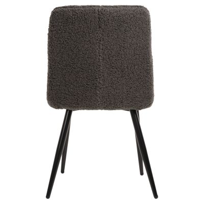 CHAIR SHELLY HM8590.01 TEDDY FABRIC IN GREY-BLACK METAL LEGS 48x64x87Hcm.