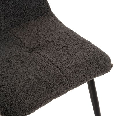 CHAIR SHELLY HM8590.01 TEDDY FABRIC IN GREY-BLACK METAL LEGS 48x64x87Hcm.