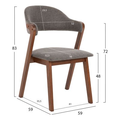 ТРАПЕЗЕН СТОЛ RIDER HM9734.01 КАУЧУКОВО ДЪРВО В ЦВЯТ ОРЕХ-СИВ ПЛАТ 59x59x83Hcm.