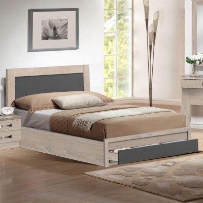 BED MELANY HM346.04 WITH 1 DRAWER IN SONOMA GREY FOR MATTRESS 90X190cm