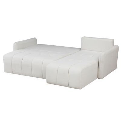 CORNER SOFA-BED PROTON HM3272.01 WHITE BOUCLE FABRIC 225x94x70Hcm.