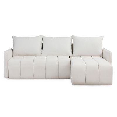 CORNER SOFA-BED PROTON HM3272.01 WHITE BOUCLE FABRIC 225x94x70Hcm.