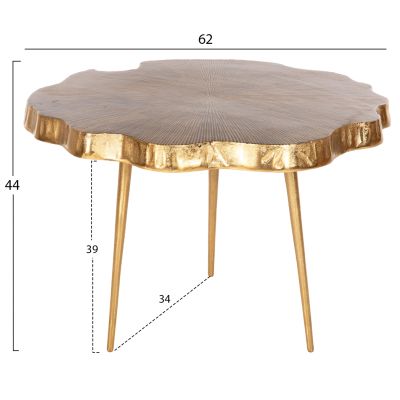 COFFEE TABLE ANGUL HM4263 METAL IN GOLD-BLACK 62x62x44Hcm.