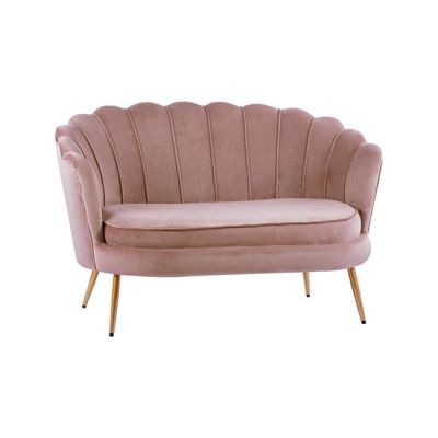 Sofa 2 seater Coquille HM8627.02 from velvet rotten apple & gold legs 130x81x86cm