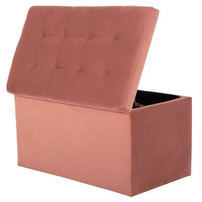 STOOL/TRUNK WITH STORAGE SPACE PUNK HM279.12 DUSTY PINK VELVET 90x50x52Hcm.