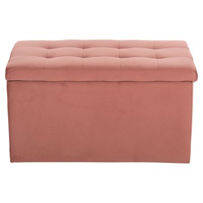 STOOL/TRUNK WITH STORAGE SPACE PUNK HM279.12 DUSTY PINK VELVET 90x50x52Hcm.