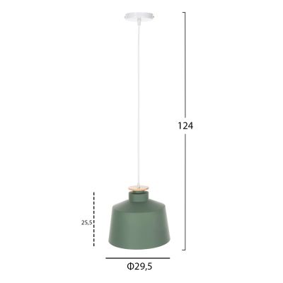 CEILING PENDANT LUMINAIRE HM4158.05 GREEN ALUMINUM CAP-WHITE CABLE Φ30x123,5Hcm.