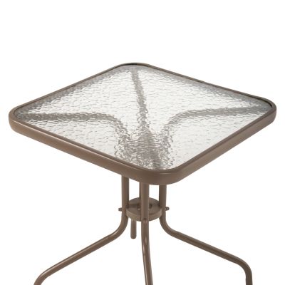 OUTDOOR TABLE SQUARE FIGO HM5035.04 CHAMPAGNE METAL-GLASS TABLETOP 60Χ60Χ70Hcm