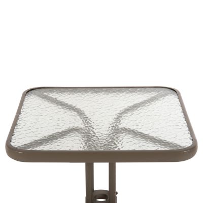 OUTDOOR TABLE SQUARE FIGO HM5035.04 CHAMPAGNE METAL-GLASS TABLETOP 60Χ60Χ70Hcm