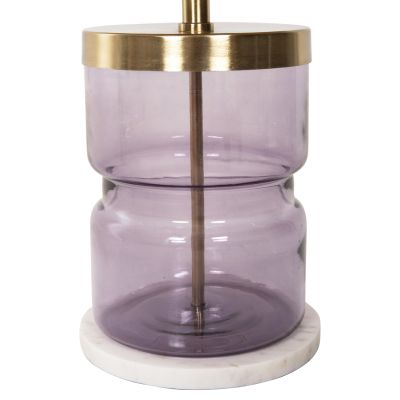 SIDE TABLE HAILEY HM9729 PURPLE GLASS-METAL IN GOLD Φ39,5x45Hcm.