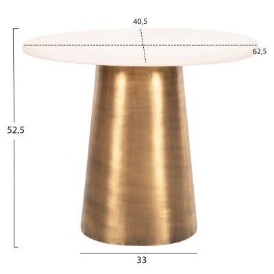 SIDE TABLE FODEN HM9718 GRAINY WHITE MARBLE TOP & METAL BASE IN GOLD 62,5x40,5x52,5Hcm.