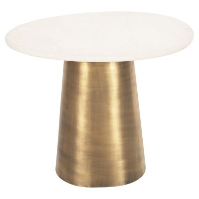 SIDE TABLE FODEN HM9718 GRAINY WHITE MARBLE TOP & METAL BASE IN GOLD 62,5x40,5x52,5Hcm.