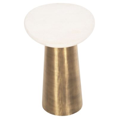 SIDE TABLE FODEN HM9718 GRAINY WHITE MARBLE TOP & METAL BASE IN GOLD 62,5x40,5x52,5Hcm.