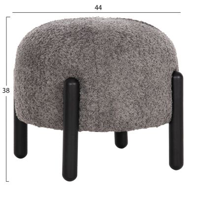 STOOL ROUND EWAN HM9596.01 GREY BOUCLE FABRIC-BLACK METAL LEGS Φ45x36Hcm.