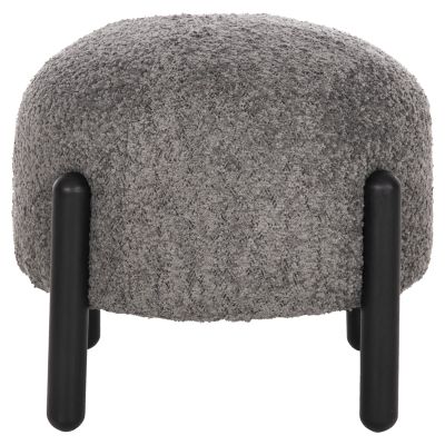 STOOL ROUND EWAN HM9596.01 GREY BOUCLE FABRIC-BLACK METAL LEGS Φ45x36Hcm.