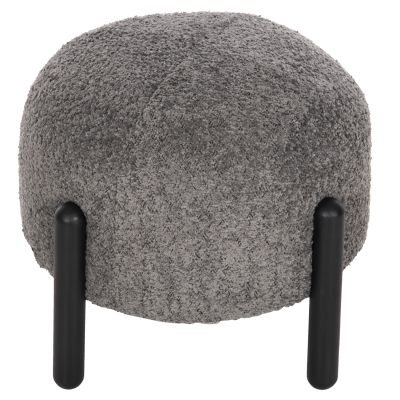 STOOL ROUND EWAN HM9596.01 GREY BOUCLE FABRIC-BLACK METAL LEGS Φ45x36Hcm.