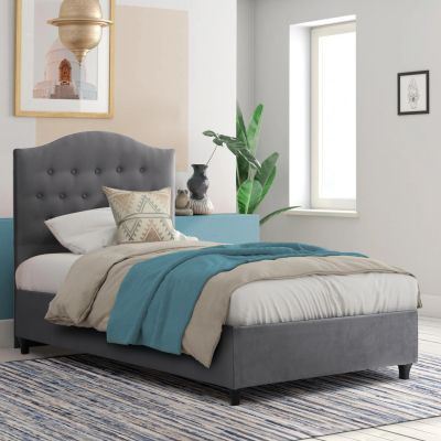 HM651.10 BED MALENA, GREY VELVET, 90x200