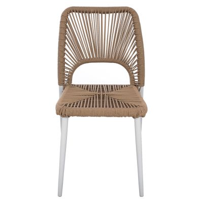 WHITE ALUMINUM CHAIR WITH PE ROPE BEIGE HM5770.01 45x63x82Y cm.