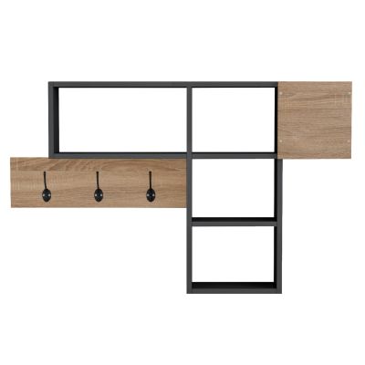 ENTRYWAY HANGER WITH SHELVES HARLAN HM8973.11 MELAMINE IN SONAMA-GREY 99,5x15x61Hcm.