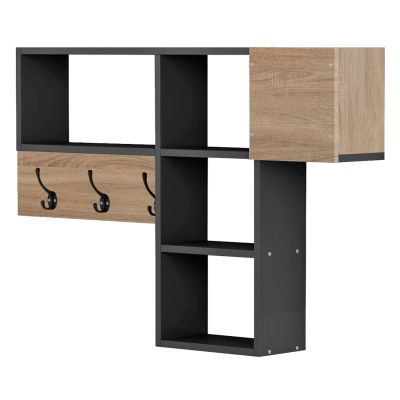 ENTRYWAY HANGER WITH SHELVES HARLAN HM8973.11 MELAMINE IN SONAMA-GREY 99,5x15x61Hcm.