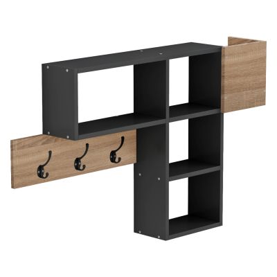 ENTRYWAY HANGER WITH SHELVES HARLAN HM8973.11 MELAMINE IN SONAMA-GREY 99,5x15x61Hcm.