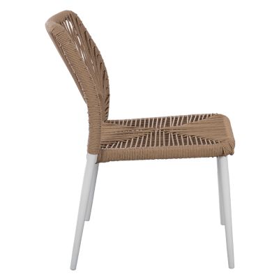 WHITE ALUMINUM CHAIR WITH PE ROPE BEIGE HM5770.01 45x63x82Y cm.