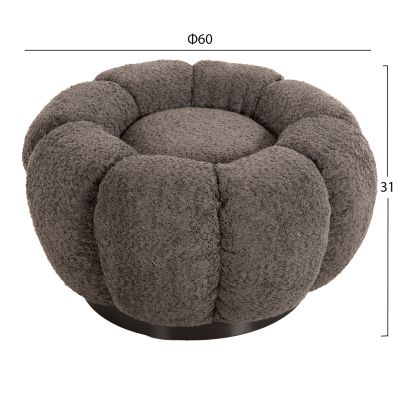 STOOL ROUND KRIPP HM9602.01 GREY BOUCLE-BLACK METAL BASE Φ60x31Hcm.