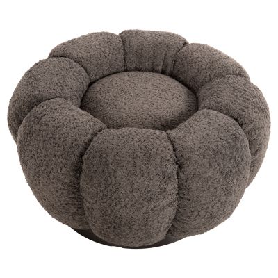 STOOL ROUND KRIPP HM9602.01 GREY BOUCLE-BLACK METAL BASE Φ60x31Hcm.