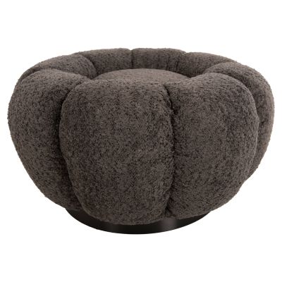 STOOL ROUND KRIPP HM9602.01 GREY BOUCLE-BLACK METAL BASE Φ60x31Hcm.