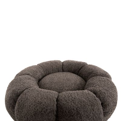 STOOL ROUND KRIPP HM9602.01 GREY BOUCLE-BLACK METAL BASE Φ60x31Hcm.