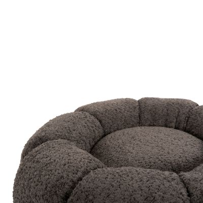 STOOL ROUND KRIPP HM9602.01 GREY BOUCLE-BLACK METAL BASE Φ60x31Hcm.