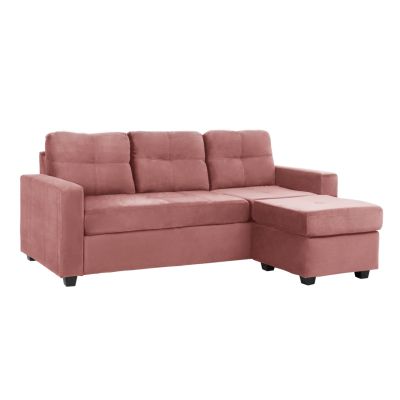 SOFA CORNER REVERSIBLE FABRIC VELVET DUSTY PINK 207x145x85Y cm. HM3004.12